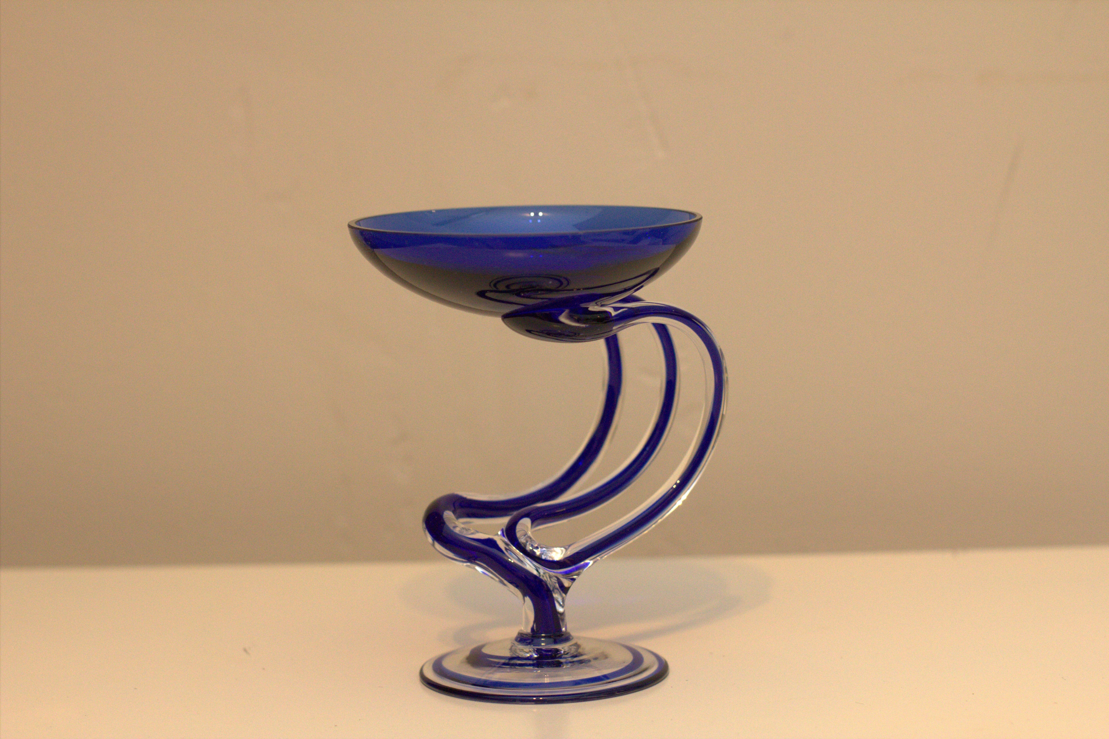 Jozefina Krosno Art Glass "Jellyfish" Pedestal Bowl&nbsp;